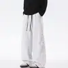 Pantalones deportivos de estilo americano para hombre, de alta resistencia, con dobladillo curvo, para primavera y otoño, marca de moda, pierna recta holgada, versátiles, de pierna ancha, casuales