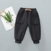 Pantalones casuales gruesos con forro polar para bebé otoño e invierno estilo coreano para niño con tobillo atado Invierno Pantalones cálidos para niños estilo invierno entrega