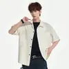 Camisa de Seda de Gelo Tie-Dye Manga Curta Estilo Americano para Homens e Mulheres, Camisa Fresca Tendência de Verão, Blusa Casual Solta de Meia-Manga