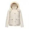 2026 Nova Moda de Inverno Versátil Jaqueta de Algodão Casual Quente Casual Elegante Feminino com Capuz Simples Casaco