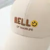 Chapéus Infantis para Passeio de Verão Chapéu de Rede Rosto Sorridente Carta Olá Boné de Baseball Chapéu Protetor Solar para Exterior Chapéu de Aba Estrangeiro