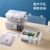 Caja de Almacenamiento Rectangular de Doble Botón, Papelería Transparente, Ferretería, Caja de Almacenamiento para Equipo de Pesca, Caja de Exhibición de Joyería de Plástico con Tapa