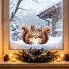 Fun-JD177 Ardilla Pintada de Invierno Ventana de Vidrio de Balcón Exterior Decoración de Embellecimiento del Hogar Pegatina Electroestática para Ventana