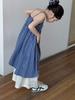 Vestido para Niñas 2026 Estilo Verano Versión Coreana para Niñas Vestido de Tirantes Cuadros Pequeños Vestido Casual Holgado sin Mangas para Niños