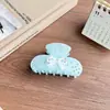 Pinza de Garra Floral Cuadros Azul-Amarillo Tono Leche Estilo Coreano Estudiante Peinado Diario Firme Atmósfera Suave Pinza para el Cabello Accesorio para el Cabello