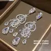 Pendientes de Borla con Forma de Corazón y Lágrima de Piedras Preciosas Deslumbrantes Italianos, Pendientes Estilo Palacio con un Toque de Lujo Ligero y Gama Alta, Pendientes Exagerados para Mujer