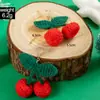 Pendientes de Lana Trenzada Rojo Cereza Transfronterizos de Amazon, Frescos, Dulces y Lindos, Pendientes de Fruta con Simulación de Agua para Mujer
