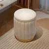 Banquinho Minimalista de Luxo Leve para Sala de Estar, Quarto, Maquiagem, Casa, Novo 2025, Banquinho Redondo de Madeira Maciça, Cadeira Giratória de Maquiagem em Couro Genuíno