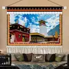 Palácio de Tecido de Xizang Decoração de Paisagem Pintura em Tecido Casa de Hóspedes Quarto de Hóspedes Pintura de Parede Cultura de Xizang Pintura em Tecido Tecido Pendurado Bandeira Pendurada
