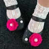 Novos Acessórios para Sapatos Croc Charms e Fivelas para Sapatos DIY Atacado Camélia de Camurça Vermelho Rosa Decoração de Sapato Destacável