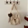Bolsa tote grande de alta qualidade para o outono e inverno, para o dia a dia de mulheres, novo modelo 2026, bolsa de ombro cor de café, bolsa peluda de pelúcia