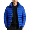 Jaqueta fina de algodão com gola alta masculina para outono e inverno, casaco acolchoado de algodão com listras horizontais simples, jaqueta de algodão masculina para deslocamento ao ar livre, fornecimento transfronteiriço