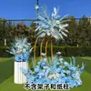 Novo estilo casamento grande estilo arranjo de chão flor simulação flor de seda produto acabado decoração arranjo de flor de eucalipto guia de caminho de palco T arte floral de casamento