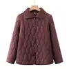 Chaqueta ligera de algodón para mujeres de mediana edad y mayores, abrigo de otoño e invierno para madres de 50-60 años, abrigo de algodón cálido con cuello