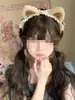 Diadema de encaje con lazo dulce y femenina para lavarse la cara para mujer, diadema linda con orejas de gato, tocado y accesorio para el cabello de sirvienta Lolita