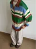 Cárdigan de punto a rayas para hombre y mujer, diseño otoñal, sentido de la moda, nicho, blusa protectora solar, sentido atmosférico, tejido hueco, suéter informal