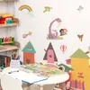 BR3730H casa de anime de dibujos animados abstracto animal pequeño columpio autoadhesivo pegatinas de pared dormitorio decoración de habitación infantil pegatinas