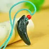Collar colgante hebilla de seguridad de jade Hetian Moyu natural girasol colmillo de lobo colgante de jade estilo étnico regalo para hombres y mujeres
