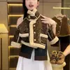 Traje de Otoño e Invierno para Niñas 2025 Nuevo Chaqueta de una Pieza de Piel para Niños Conjunto de Dos Piezas de Pantalones de Terciopelo de una Pieza para Bebé