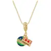 Collar Colgante de Planeta Espacial de Cobre Puro Microincrustado Transfronterizo con Circonita para Mujer, Cadena Versátil para Clavícula, Todo Diamante, Lujo Ligero