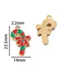 Pingente de Aço Inoxidável Desenho Papai Noel com Design de Gotejamento de Óleo, Pulseira DIY Feita à Mão, Colar, Chaveiro, Enfeite Pendente, Acessório