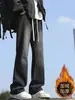 Jeans Bootcut Novo Solto Outono e Inverno para Homens com Cintura Elástica e Cordão Calças Jeans Longas Retrô Tendência Moda Masculina