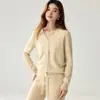 Novo Cardigã de Tricô de Caxemira Macio e Amigo da Pele com Decote V e Renda para Mulheres, Cardigã Feminino, Suéter Elegante de Cor Sólida com Mangas Longas