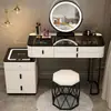 Tocador de dormitorio nórdico, mueble integrado multifuncional minimalista moderno, tocador inteligente con carga inalámbrica