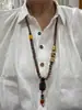 Collar de Xizang Más Vendido Versátil para Hombres y Mujeres Estilo Étnico Vintage Cadena de Lana Accesorios para Ropa Larga de Algodón y Lino Viaje de Madera