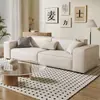 Sofá cúbico minimalista estilo crema para sala de estar, sofá moderno de líneas rectas simple, popular sofá de cuero artístico resistente a los arañazos de gato