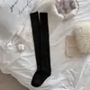 Meias youjiaxiu femininas outono inverno japonês retrô tricotado em ponto rendado imitação de cashmere meias acima do joelho cor sólida cano alto meias longas