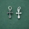 Acessórios Pingente Cruz Prata de Lei S925 Corda de Miçangas Artesanal DIY Pingente de Pulseira Pérola de Cristal Acessórios de Prata