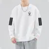 Moletom masculino 2025 outono estilo americano solto manga longa gola redonda esportivo espesso pulôver modelo moderno peso pesado