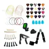 Amazon trajes de accesorios para guitarra transfronterizos, juegos de fundas para dedos de cuerdas, púas de guitarra, almohadilla para uñas de cuerdas, cambiador de cuerdas tres en uno
