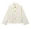ZA Ropa de Mujer de Comercio Exterior Transfronterizo Europa AliExpress Venta Caliente Botón Holgada Casual Solapa Chaqueta Corta