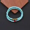Pulsera Turquesa de Moda Estilo Chino Nuevo, Turquesa de Mineral Rojo del Sur Natural de Nicho, Pulsera de Diseño de Lujo Ligero para Mujer