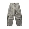 Calça Casual Versátil de Trabalho Yidao Vintage Cor Sólida Multi-Bolsos Franzida Solta Nova Temporada 2026 Japonesa Retrô