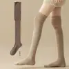 Meias Cinzas para Mulheres, Estilo Primavera e Outono, Tendência Estilo Ins, Algodão Puro, Meias Longas Acobardadas Acima do Joelho, Meias Japonesas Modeladoras de Panturrilha para Mulheres no Outono