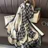 Bufanda elegante de seda Hangzhou con protección solar y letras para mujer, ideal para primavera y otoño, fina y larga, chal de satén de verano.