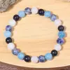 Pulsera de Piedra Natural con Cuentas Youjia Jewelry Joyería Popular Transfronteriza Pulsera de un Solo Círculo con Cuentas de Aguamarina de Alta Gama para Mujer