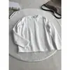 Top Liso de Design Simples Estiloso Nova Camiseta Manga Raglã Cor Sólida Manga Longa Gola Redonda Camisa Básica