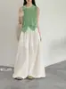 Calça larga Juzhi estilo coreano, moderna e elegante, para afinar a silhueta 2610-1 Calça larga de algodão linho Tencel para mulheres