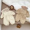 2025 Primavera y Otoño Infantil Lunares Pana Largo Trepador Casual Cuello Redondo Bebé Niña Ropa de Trepar Manga Larga Mameluco