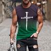 Europa y Estados Unidos verano transfronterizo nuevo comercio exterior para hombre Amazon chaleco explosivo impresión degradada 3D cuello redondo chaleco para hombre