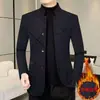 Chaqueta de Felpa Gruesa para Otoño e Invierno con Cuello Alto, Chaqueta Casual de Negocios para Hombre, Corte Delgado con Cuello Alto