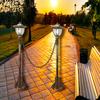 Solar Exterior Casa Poste Alto Hexagonal Farol Jardim Luz de Rua Pátio Gramado Paisagem À Prova D'água Lâmpada Sensor de Chama