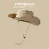 Chapéu para Caminhada e Montanhismo ao Ar Livre para Mulheres, Impermeável, Secagem Rápida, Proteção Solar, Chapéu de Pescador, Estilo Japonês, Circunferência da Cabeça Grande, Chapéu de Cowboy Ocidental