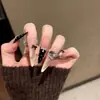 Unhas Prontas de Influenciadora Pontas de Unha Usáveis Produto Acabado Longas Finas Cachorro Francês Bolinhas Olho de Gato Adesivos de Unha Unhas Usáveis Venda por Atacado