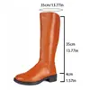 Otoño 2026 Transfronterizo 45 Talla Grande Cremallera Lateral Botas Largas Nuevo Estilo Británico Punta Redonda Adelgazantes Botas de Cuero para Mujer wish