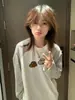 Camiseta de Manga Larga Raglán con Rayas de Contraste Chic Estilo Coreano para Mujer Primavera y Otoño Nueva Holgada Casual Ajustada Cuello Redondo Top